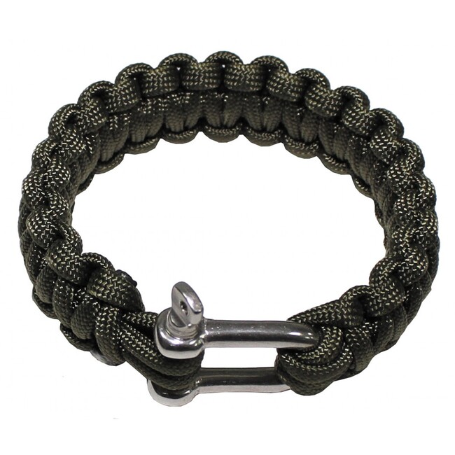 Khaki Green Paracord D Shackle Bracelet Mens Rope Bracelet