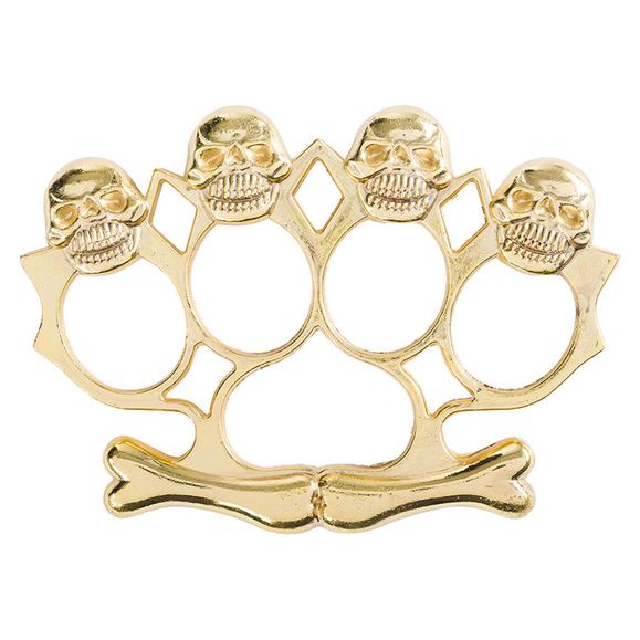 Brass knuckles, 4 x Skull, gold